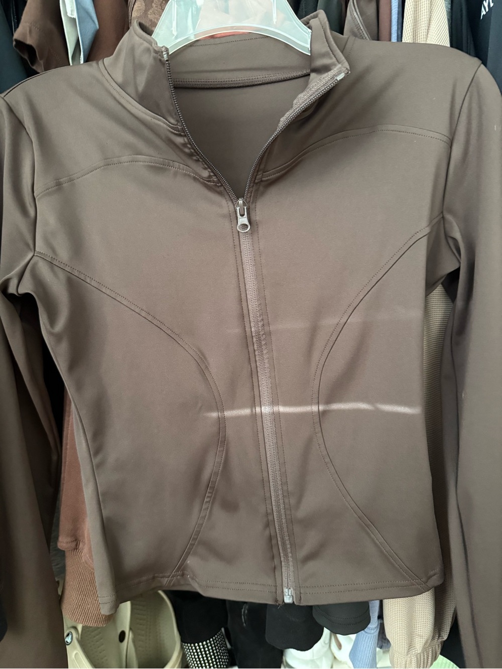 Women’s Brown Zip-Front Jacket - Classic Lightweight Layer